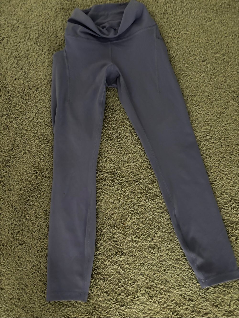 High-Waist Athletic Leggings in Slate Blue w/side pockets